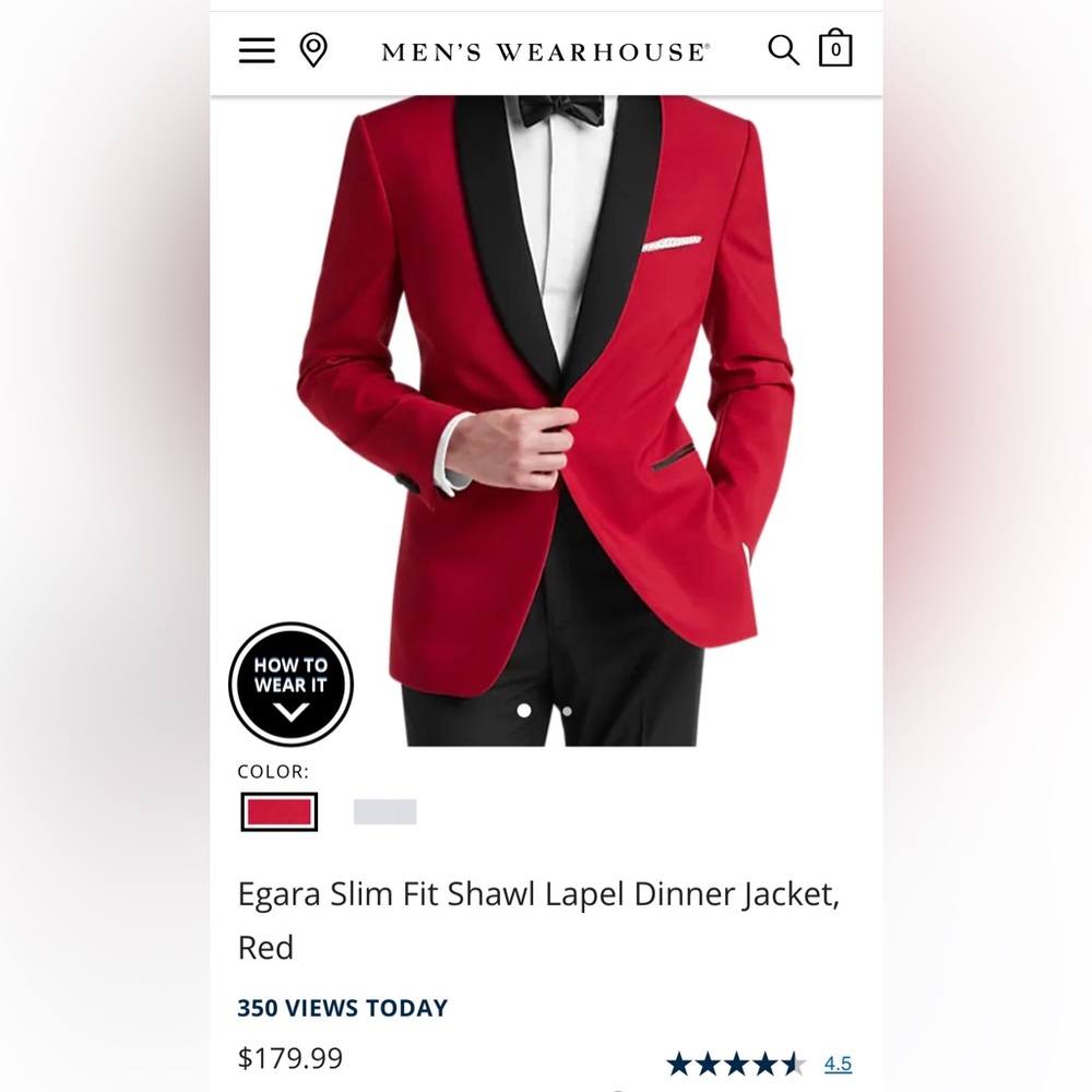 Egara Slim Fit Shawl Lapel Dinner Jacket